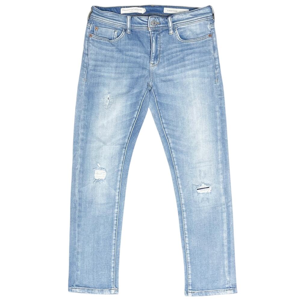 ANTHROPOLOGIE PILCRO Distressed Patched Mid-Rise Slim Boyfriend Crop Jean Sz 25